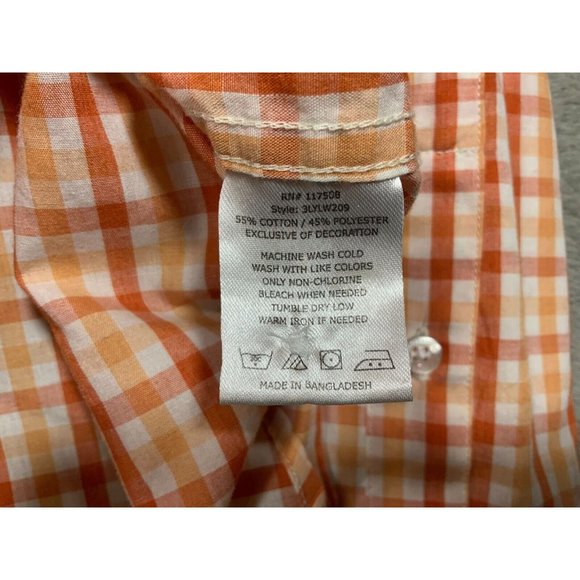 Levis Western Shirt Mens Large Pearl Snap Cowboy Country Retro Orange Plaid Stri - Picture 4 of 13